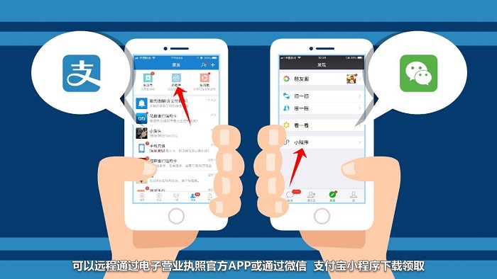 国家市场监督管理总局在天津、江苏试点通过手机使用电子营业执照使用“支付宝”“微信”即可查验企业身份